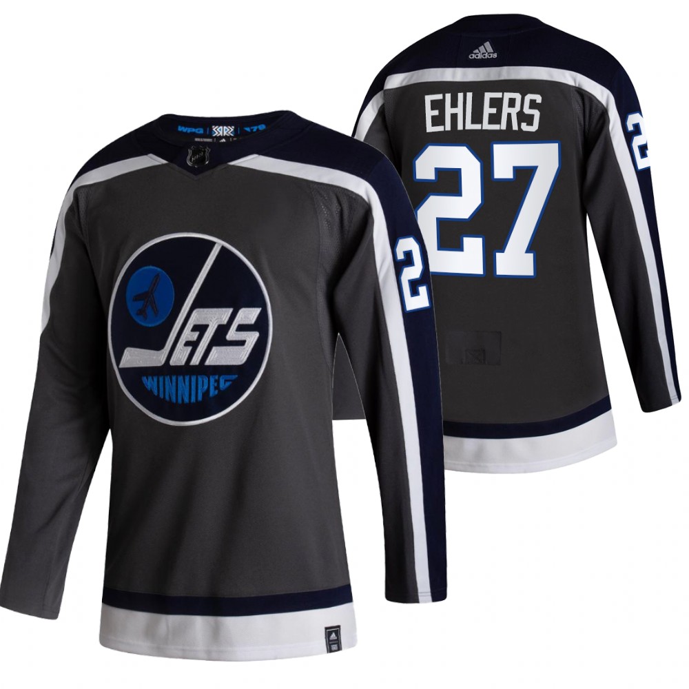 Winnipeg Jets #27 Nikolaj Ehlers Black Men's Adidas 2020-21 Reverse Retro Alternate NHL Jersey