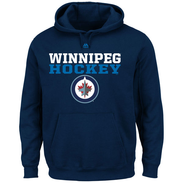 Winnipeg Jets Majestic Feel The Pressure Pullover Hoodie Navy