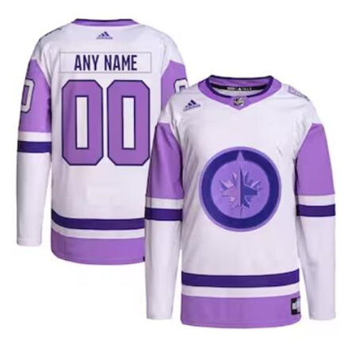 Winnipeg Jets adidas Hockey Fights Cancer Primegreen Men/Women/Youth Unisex Authentic Custom White-Purple Jersey