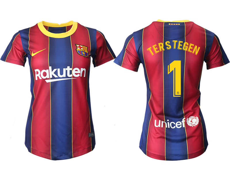 Women's 2020-21 Barcelona home aaa version 1# TERS TEGEN soccer jerseys