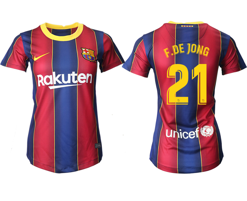 Women's 2020-21 Barcelona home aaa version 21# F.DE JONG soccer jerseys