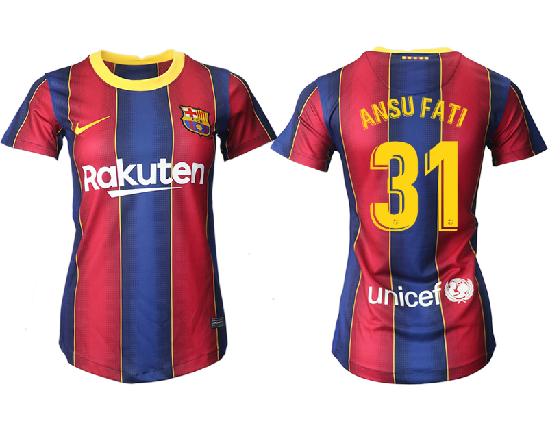 Women's 2020-21 Barcelona home aaa version 31# ANSU FATI soccer jerseys