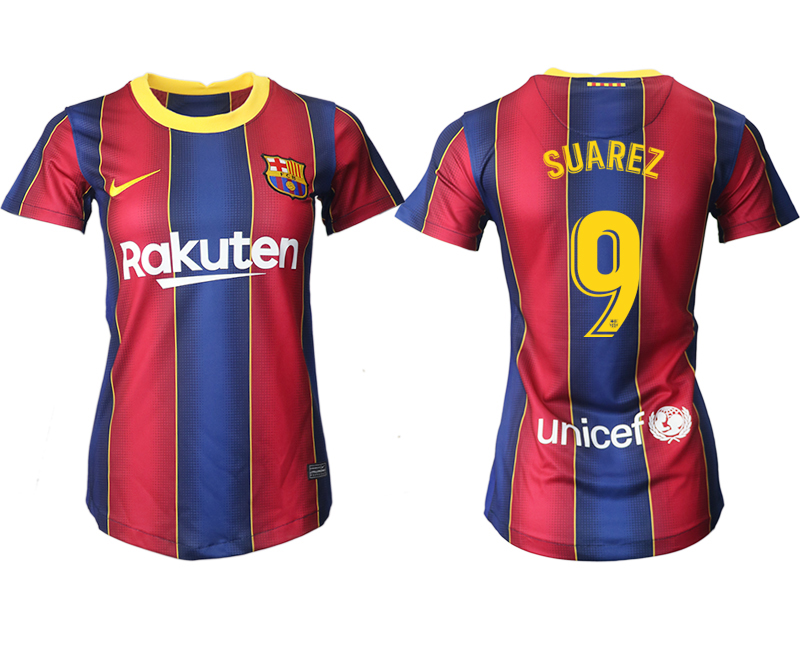 Women's 2020-21 Barcelona home aaa version 9# SUAREZ soccer jerseys