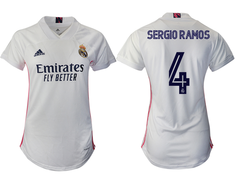 Women's 2020-21 Real Madrid home aaa version 4# SERGIO RAMOS soccer jerseys