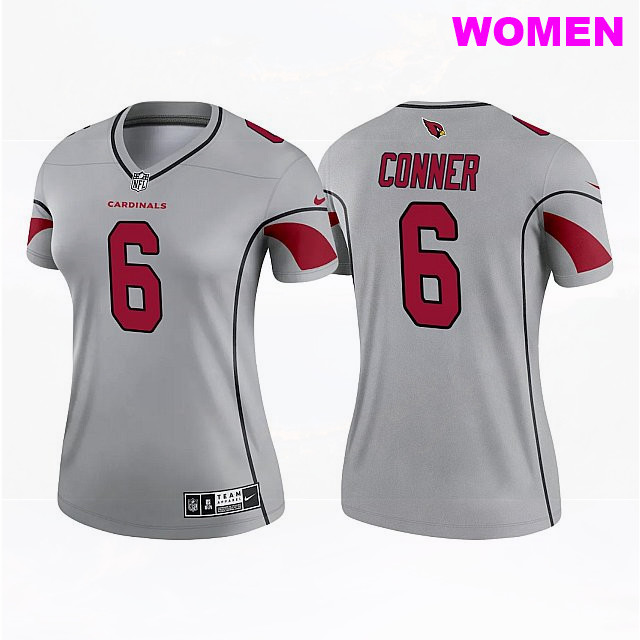 Women's Arizona Cardinals #6 James Conner Inverted Legend 2021 Gray Jersey