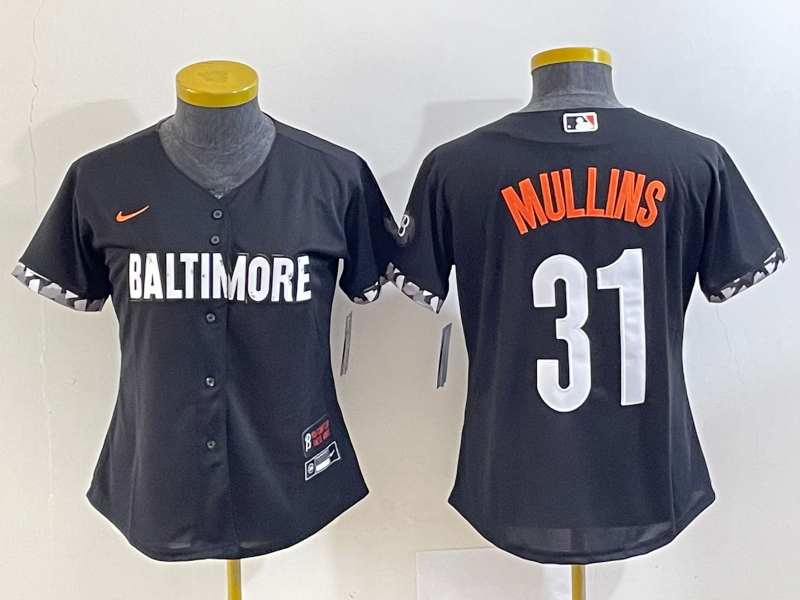 Women's Baltimore Orioles #31 Cedric Mullins Black 2023 City Connect Cool Base Stitched Jersey