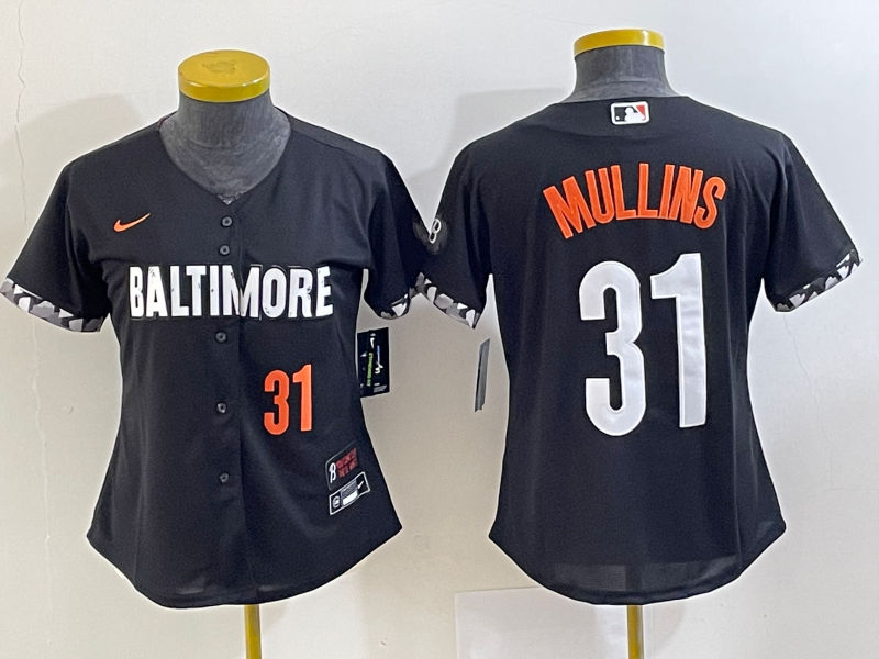 Women's Baltimore Orioles #31 Cedric Mullins Number Black 2023 City Connect Cool Base Stitched Jersey 2