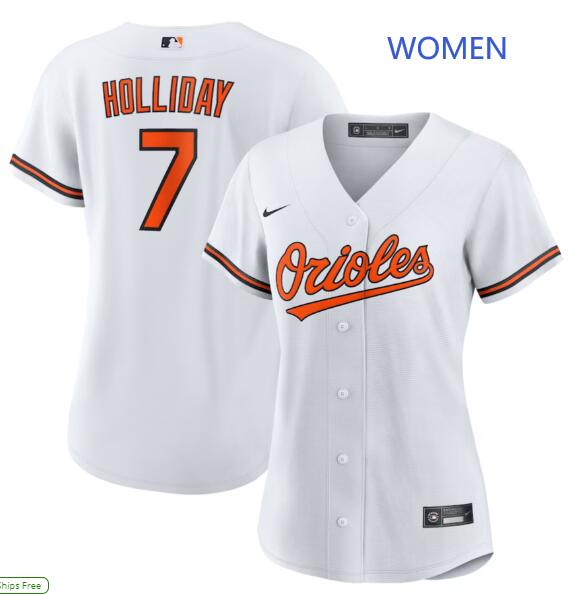 Women's Baltimore Orioles #7 Jackson Holliday Nike White Home Limited Player Jersey