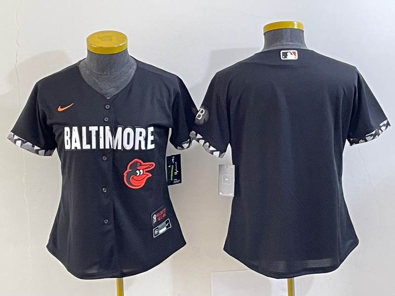 Women's Baltimore Orioles Blank Black 2023 City Connect Cool Base Stitched Jersey 1
