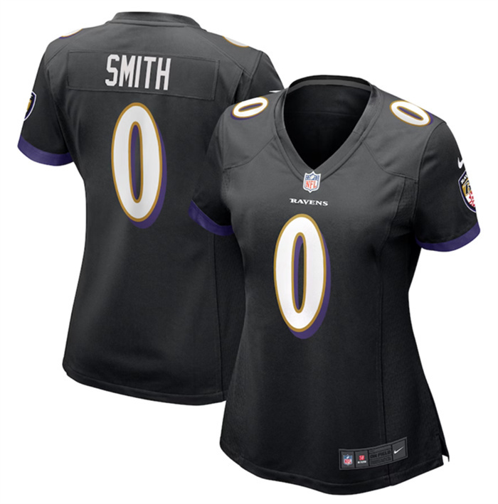 Women's Baltimore Ravens #0 Roquan Smith Black Football Jersey(Run Small)