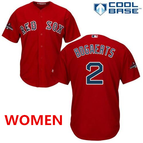 Women's Bostonred sox #2 xander bogaerts red cool base 2018 world series champions stitched baseball jersey