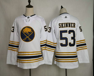 Women's Buffalo Sabres #53 Jeff Skinner White With Gold 50th Anniversary Adidas Stitched NHL Jersey