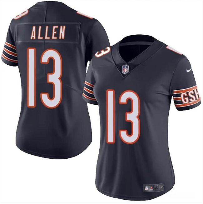 Women's Chicago Bears #13 Keenan Allen Navy 2024 Vapor Football Stitched Jersey(Run Small)