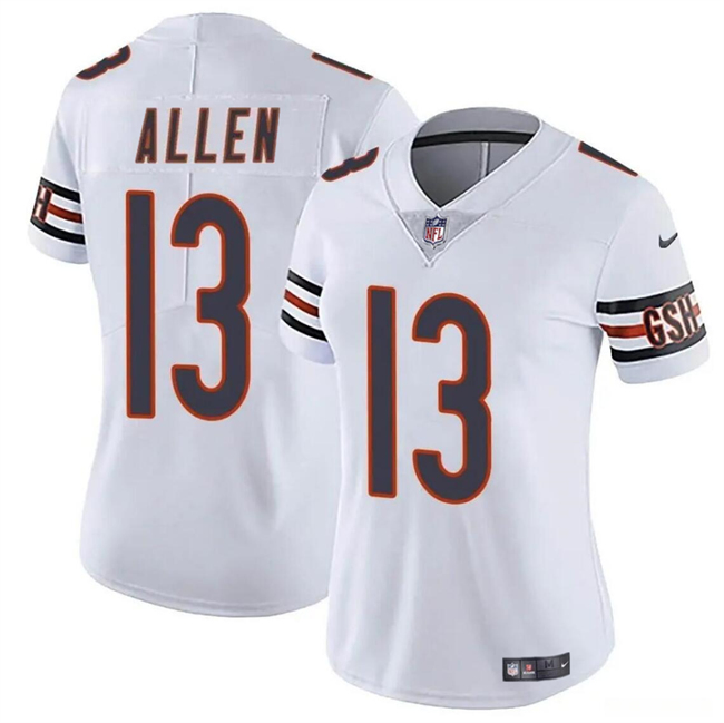 Women's Chicago Bears #13 Keenan Allen White 2024 Vapor Football Stitched Jersey(Run Small)