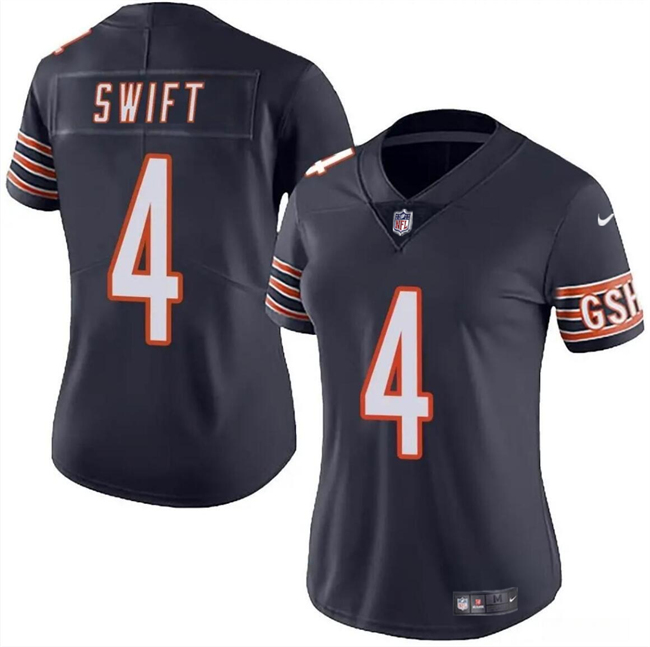 Women's Chicago Bears #4 D’Andre Swift Navy 2024 Vapor Football Stitched Jersey(Run Small)