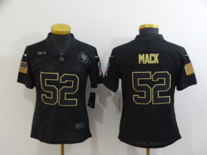 Women's Chicago Bears #52 Khalil Mack Black 2020 Salute To Service Stitched NFL Nike Limited Jersey