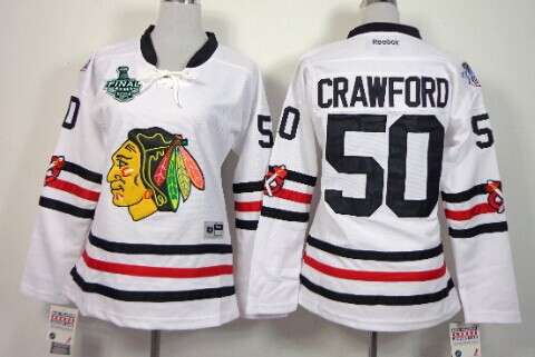 Women's Chicago Blackhawks #50 Corey Crawford 2015 Stanley Cup 2015 Winter Classic White Jersey