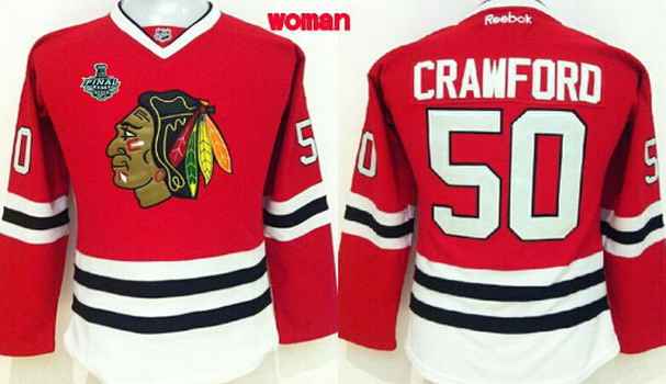 Women's Chicago Blackhawks #50 Corey Crawford 2015 Stanley Cup Red Jersey