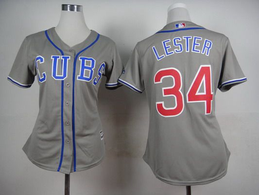 Women's Chicago Cubs #34 Jon Lester 2014 Gray Jersey
