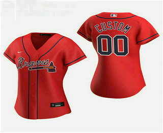 Women's Custom Atlanta Braves 2020 Red Alternate Nike Jersey