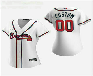 Women's Custom Atlanta Braves 2020 White Home Nike Jersey