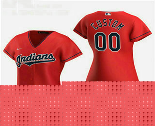 Women's Custom Cleveland Indians 2020 Red Alternate Nike Jersey