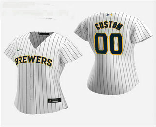 Women's Custom Milwaukee Brewers 2020 White Alternate Nike Jersey