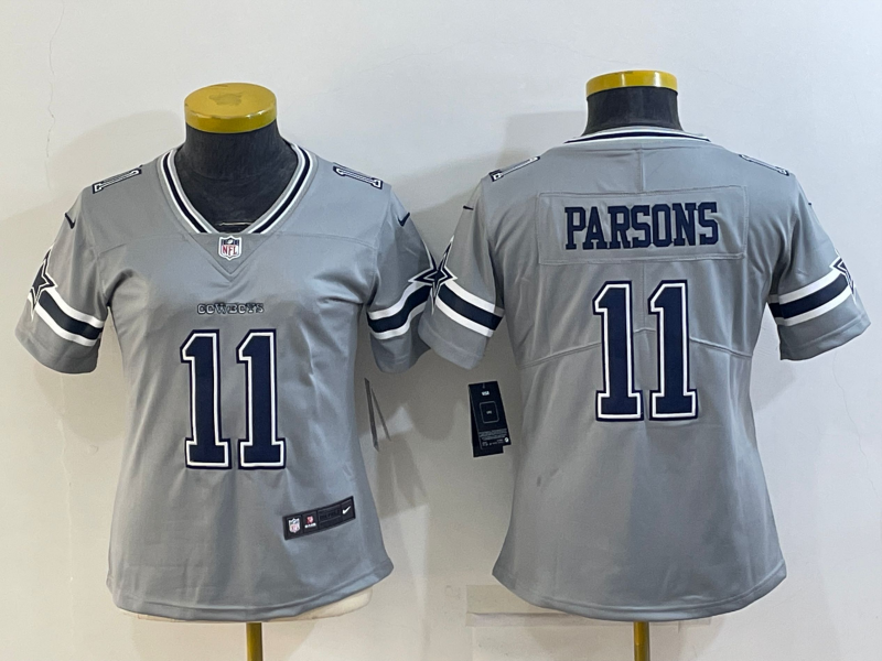 Women's Dallas Cowboys #11 Micah Parsons Grey 2020 Inverted Legend Stitched NFL Nike Limited Jersey