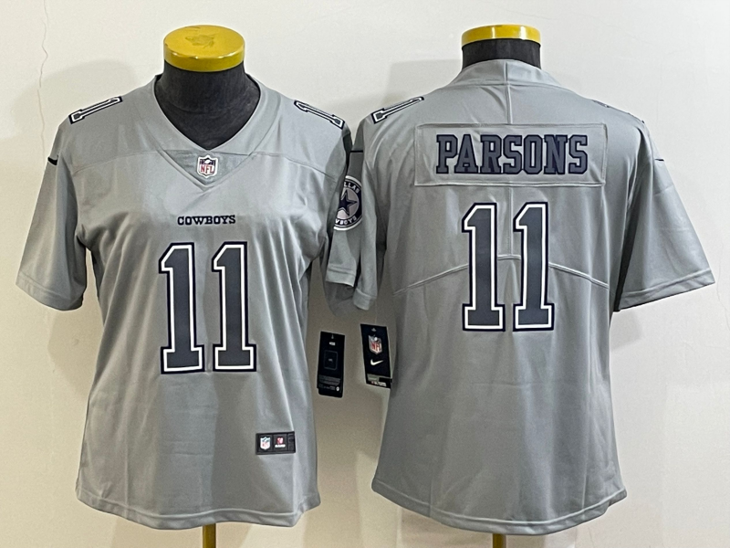 Women's Dallas Cowboys #11 Micah Parsons Grey Atmosphere Fashion 2022 Vapor Untouchable Stitched Nike Limited Jersey