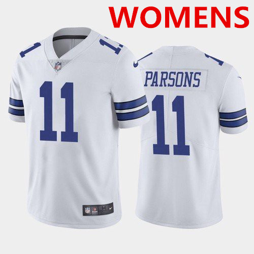 Women's Dallas Cowboys #11 micah parsons White 2021 draft jersey