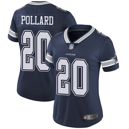 Women's Dallas Cowboys #20 Tony Pollard Navy Blue Team Color Vapor Untouchable Limited Jersey