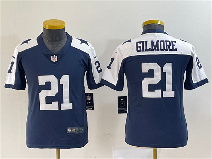 Women's Dallas Cowboys #21 Stephon Gilmore Navy Thanksgiving Limited Stitched Football Jersey(Run Small）