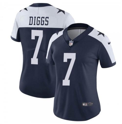 Women's Dallas Cowboys #7 Trevon Diggs Navy White Thanksgiving Limited Stitched Jersey(Run Small)