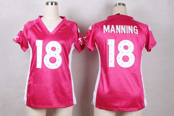 Women's Denver Broncos #18 Peyton Manning 2015 Pink With Diamonds Jersey