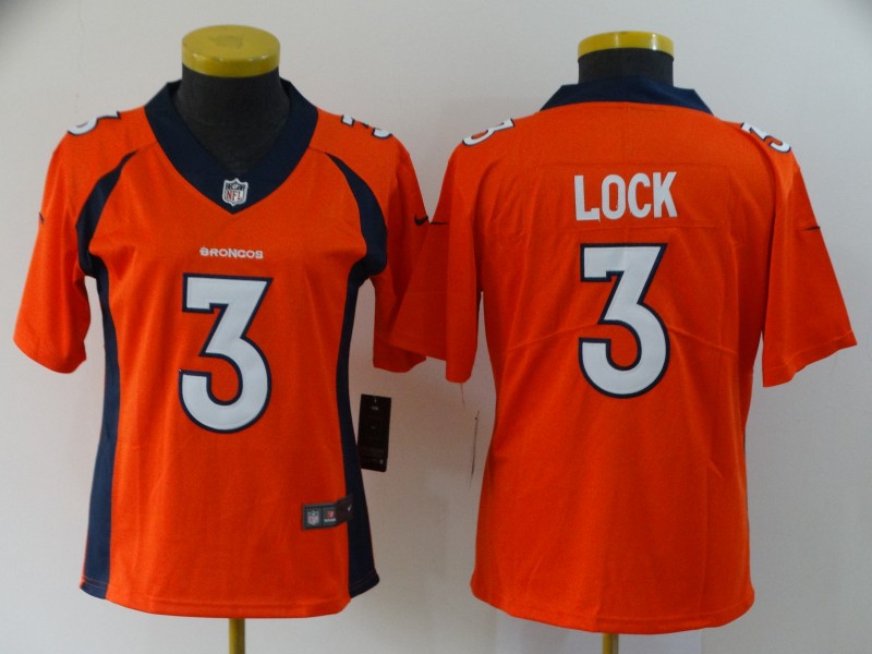 Women's Denver Broncos #3 Drew Lock Orange Vapor Untouchable Stitched NFL Nike Limited Jersey