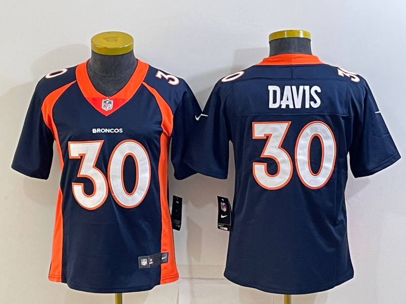 Women's Denver Broncos #30 Terrell Davis Navy Blue 2022 Vapor Untouchable Stitched NFL Nike Limited Jersey