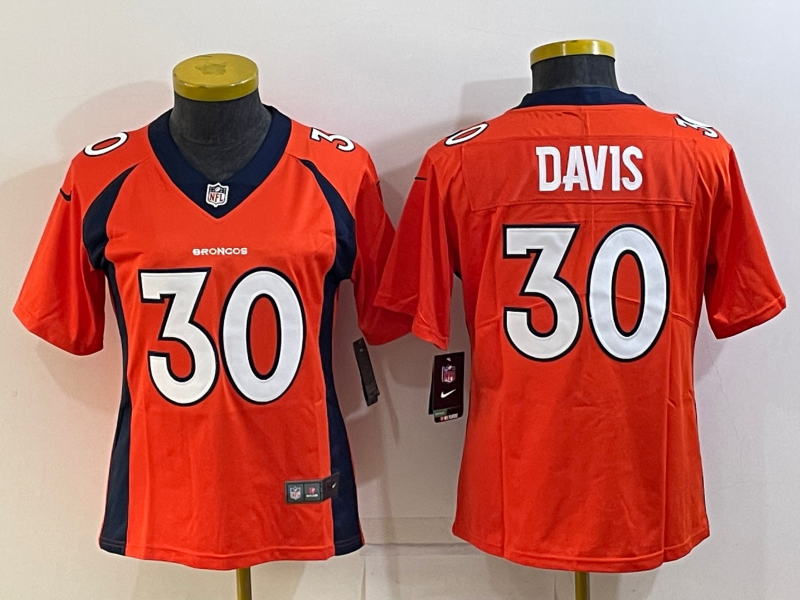 Women's Denver Broncos #30 Terrell Davis Orange 2022 Vapor Untouchable Stitched NFL Nike Limited Jersey
