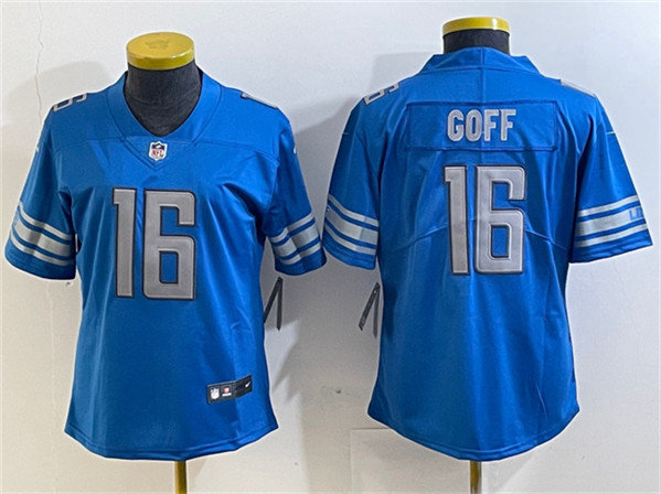 Women's Detroit Lions #16 Jared Goff Blue Vapor Limited Stitched Football Jersey(Run Smaller)