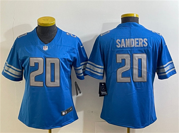 Women's Detroit Lions #20 Barry Sanders Blue Vapor Limited Stitched Football Jersey(Run Smaller)