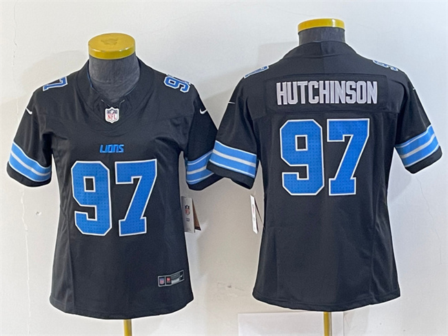 Women's Detroit Lions #97 Aidan Hutchinson Black 2024 F.U.S.E. 2nd Alternate Vapor Limited Football Stitched Jersey