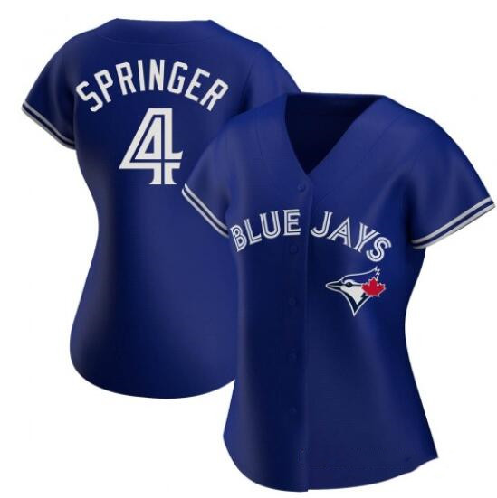 Women's George Springer Toronto Blue #4 Jays Royal Blue Replica Jersey