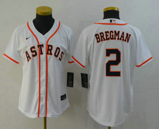 Women's Houston Astros #2 Alex Bregman White Stitched MLB Cool Base MLB Jersey