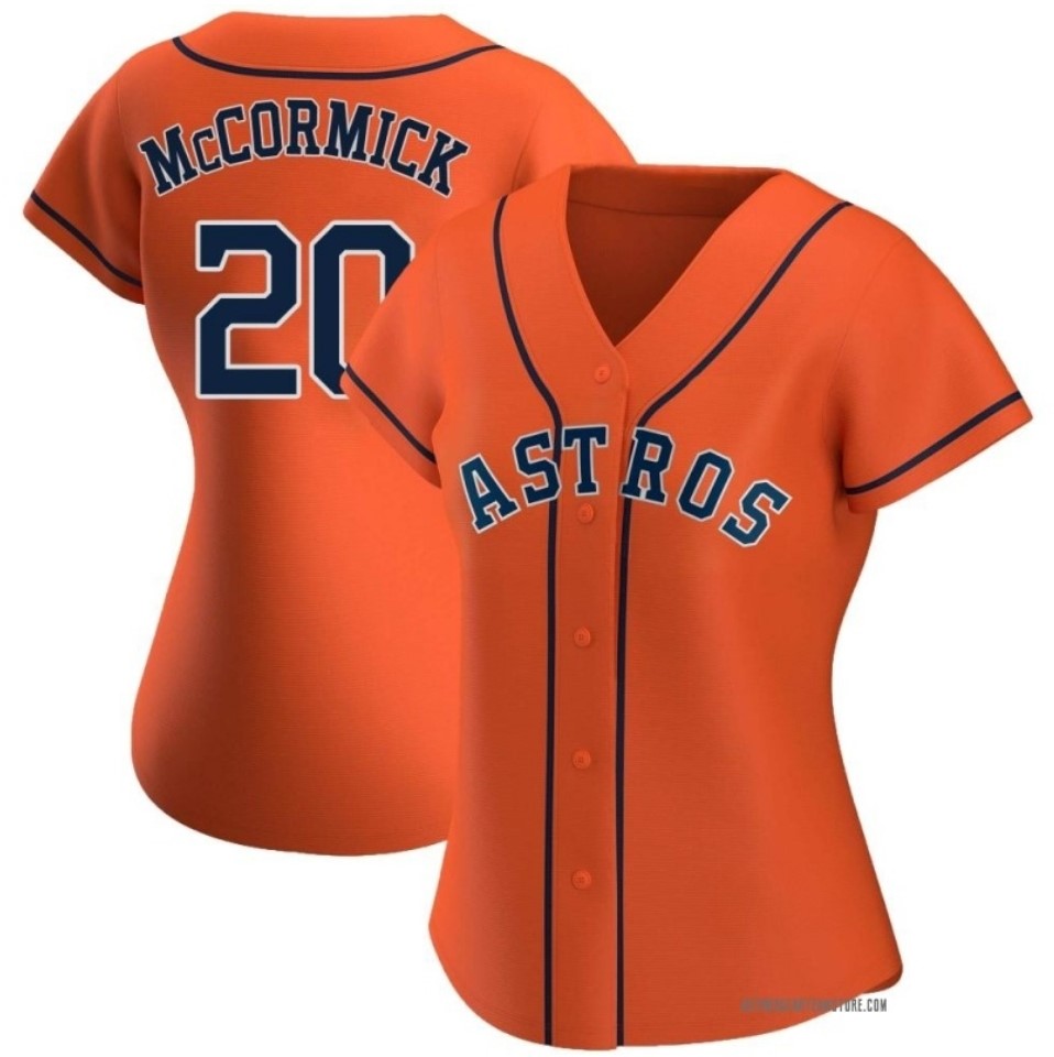 Women's Houston Astros #20 Chas McCormick Orange Stitched MLB Cool Base Nike Jersey