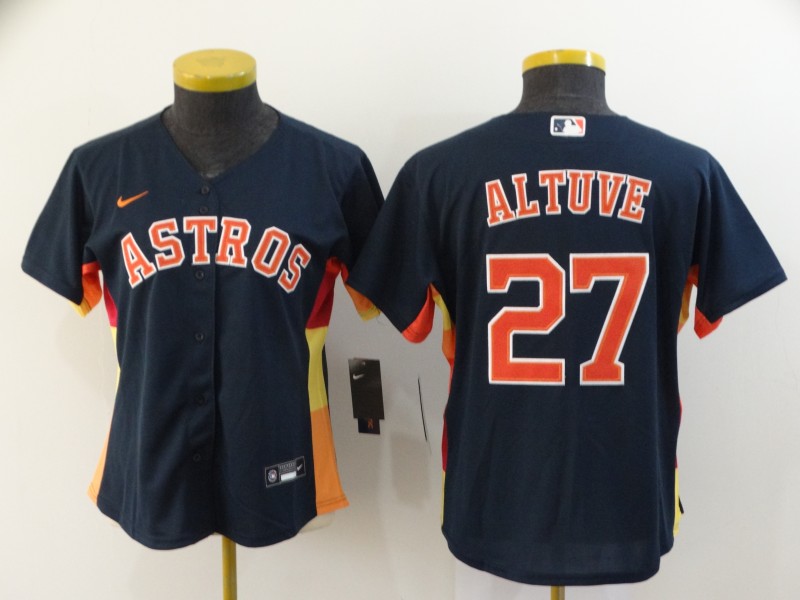 Women's Houston Astros #27 Jose Altuve Navy Blue Stitched MLB Cool Base Nike Jersey