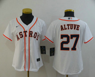 Women's Houston Astros #27 Jose Altuve White Stitched MLB Cool Base Nike Jersey