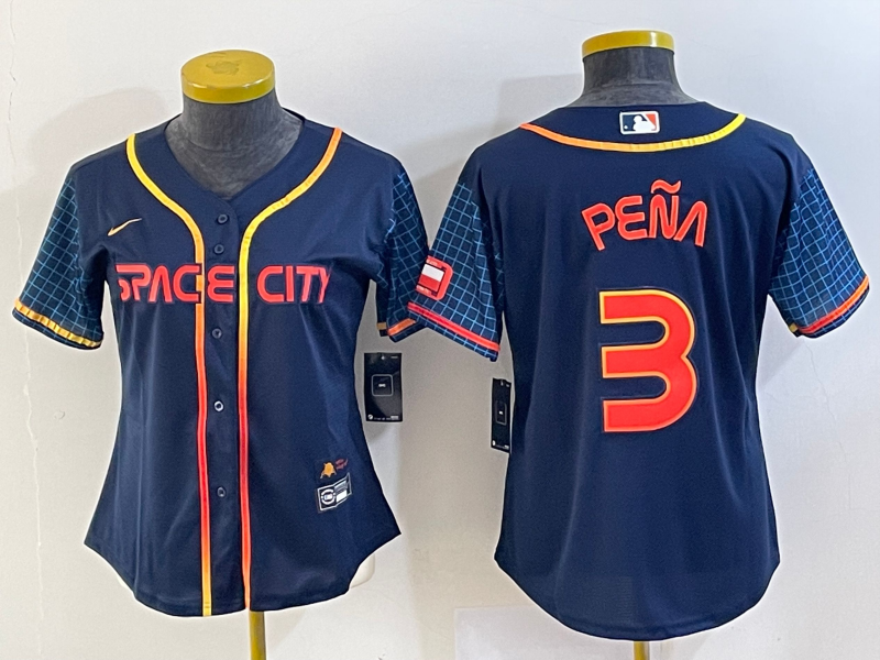 Women's Houston Astros #3 Jeremy Pena 2022 Navy Blue City Connect Cool Base Stitched Jersey