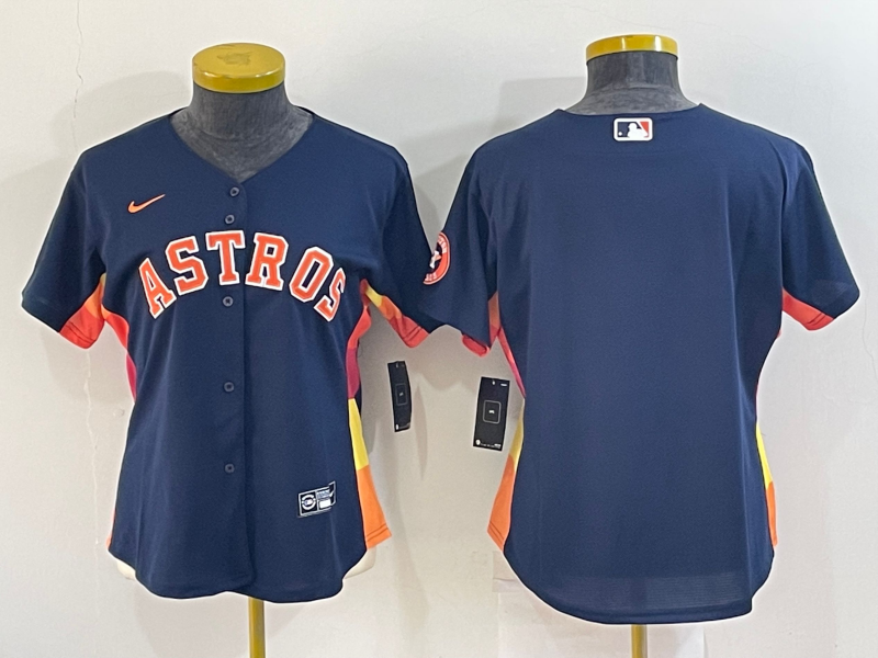Women's Houston Astros Blank Navy Blue With Patch Stitched MLB Cool Base Nike Jersey