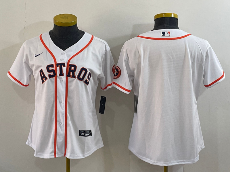 Women's Houston Astros Blank White With Patch Stitched MLB Cool Base Nike Jersey