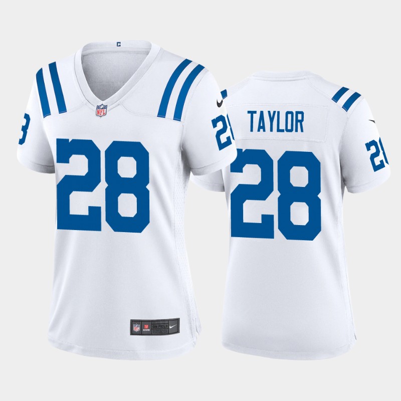 Women's Indianapolis Colts #28 Jonathan Taylor 2020 NFL Draft Game White Nike Jersey