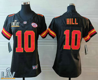 Women's Kansas City Chiefs #10 Tyreek Hill Black 2021 Super Bowl LV Vapor Untouchable Stitched Nike Limited NFL Jersey